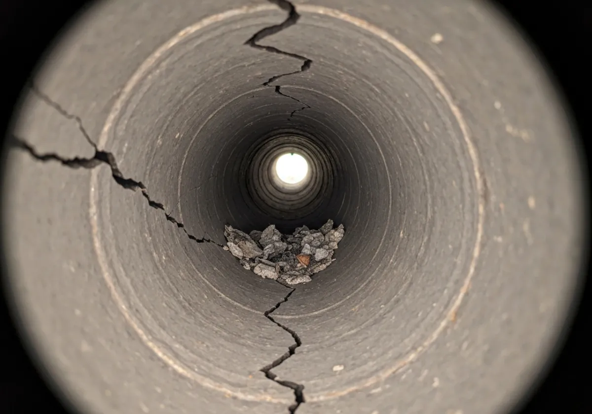 Before — chimney inspection: Camera inspection reveals hidden flue damage that a surface look would miss.