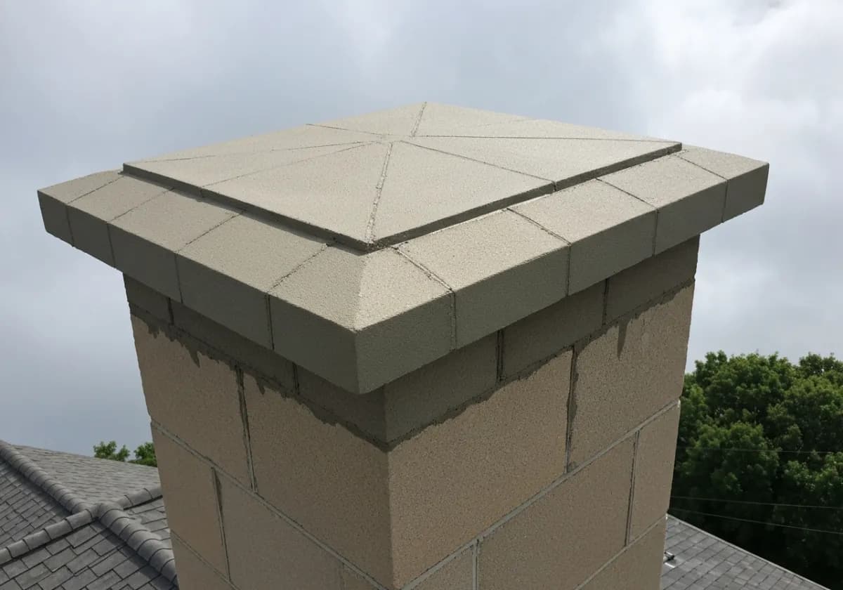 After — masonry repair (crown / repointing): A cracked crown and eroded joints repointed and recapped to stop water intrusion.