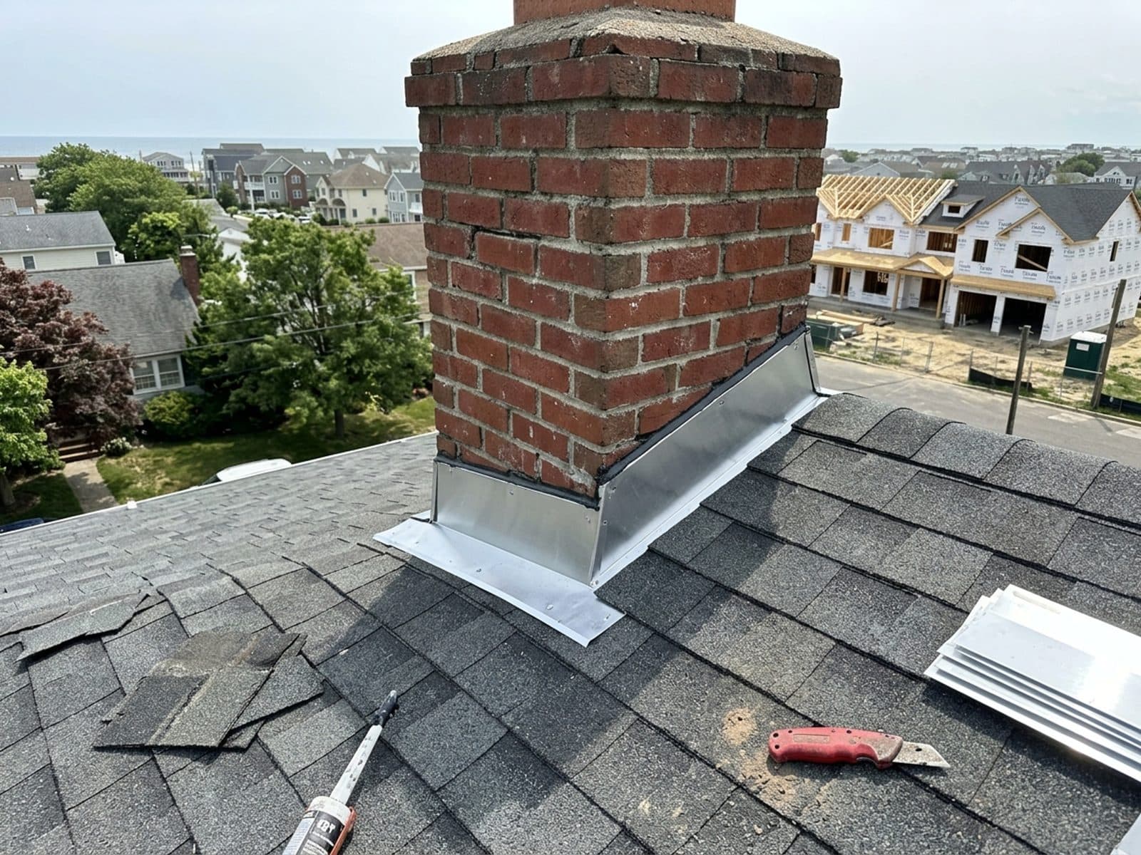 Chimney flashing repair work by Jersey Chimney Pros in lavallette