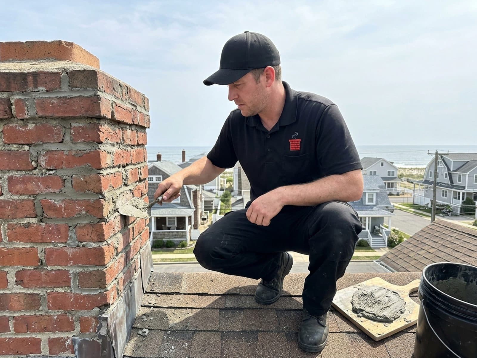 Chimney repair work by Jersey Chimney Pros in the Jersey Shore