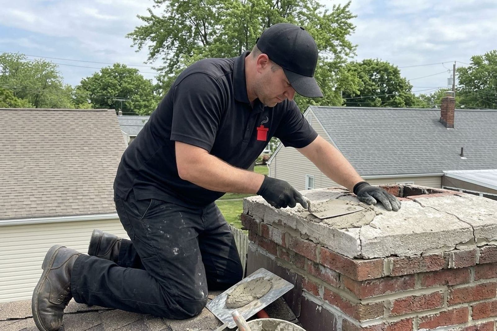 Chimney crown repair and repointing