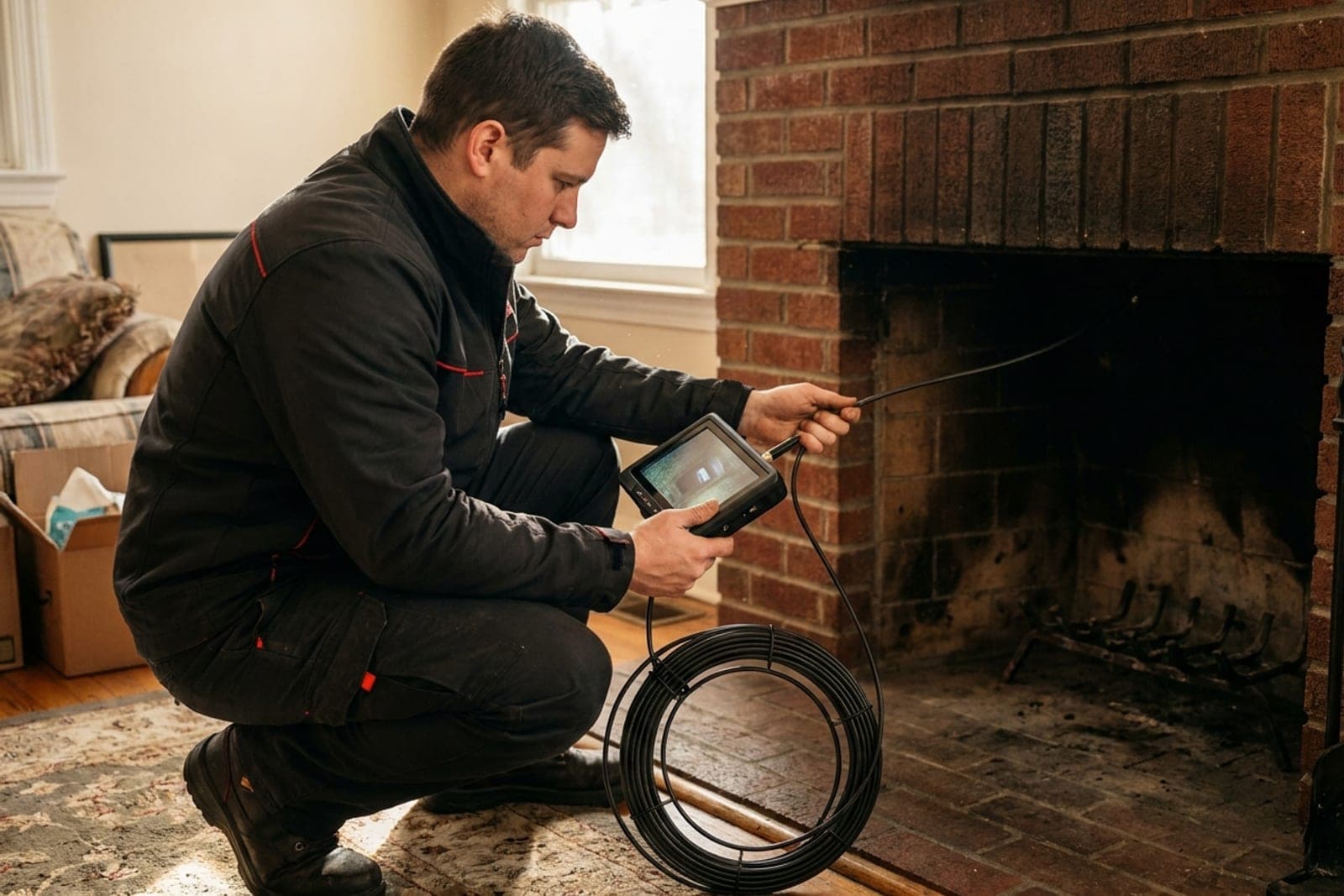 Chimney inspection with a flue camera