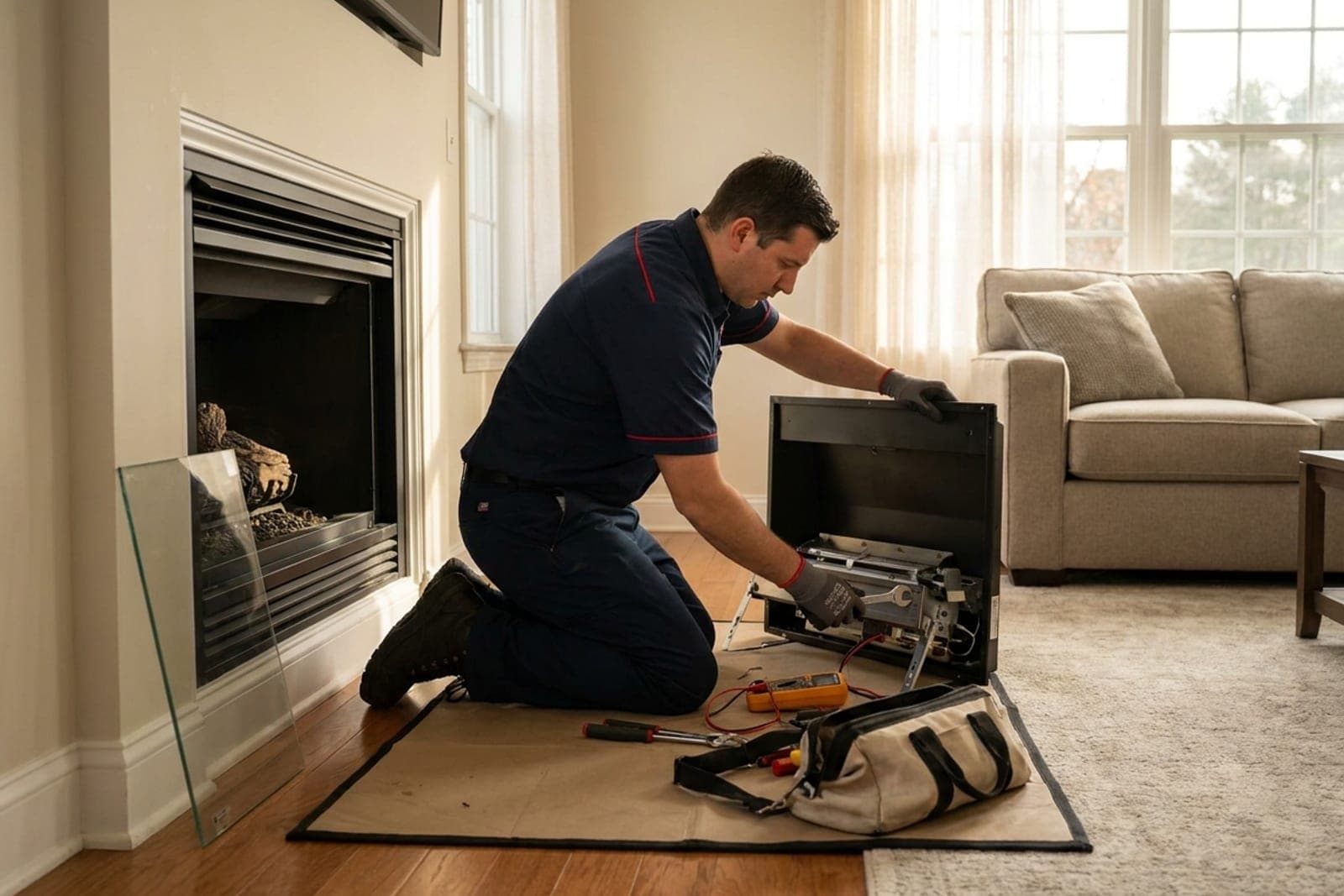Gas fireplace service and tune-up